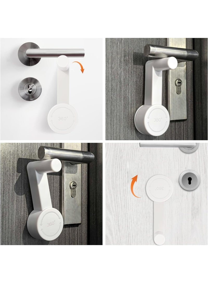 CMGTYYD Child safety door handle lock, no-drill white door lock, easy to install and use, fits most types of door handles (1-piece set) - Image 4