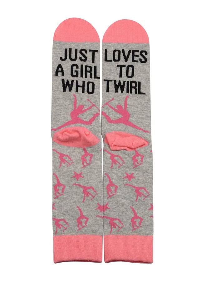 PXTIDY 2 Pairs Baton Twirling Socks Baton Gifts Majorette Gifts Twirling Lover Gift Just A Girl Who Loves To Twirl Socks (Cotton, TO TWIRL sock) - Image 3