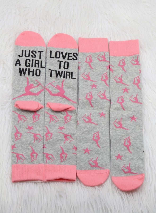 PXTIDY 2 Pairs Baton Twirling Socks Baton Gifts Majorette Gifts Twirling Lover Gift Just A Girl Who Loves To Twirl Socks (Cotton, TO TWIRL sock) - Image 2