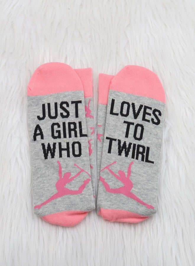 PXTIDY 2 Pairs Baton Twirling Socks Baton Gifts Majorette Gifts Twirling Lover Gift Just A Girl Who Loves To Twirl Socks (Cotton, TO TWIRL sock) - Image 5