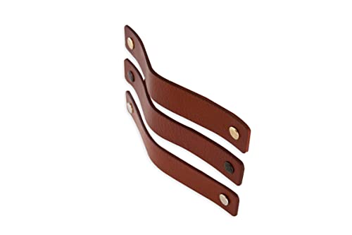 Brute Strength - Leather Furniture Handles - Cognac - 2pcs - 6.5" x 1" - Furniture Handle Door Handle for Kitchen Bathroom Cabinets Dresser Wood - Image 5
