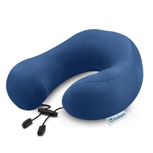 Billebon Premium Neck Pillow for Travelling Airplane Travel Pillow Comfortable Head Rest Neck Holder Pillow (Navy Blue) - Image 1