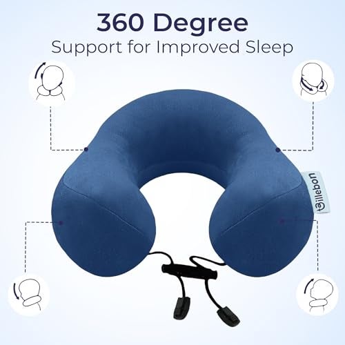Billebon Premium Neck Pillow for Travelling Airplane Travel Pillow Comfortable Head Rest Neck Holder Pillow (Navy Blue) - Image 5