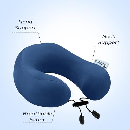 Billebon Premium Neck Pillow for Travelling Airplane Travel Pillow Comfortable Head Rest Neck Holder Pillow (Navy Blue) - Image 2