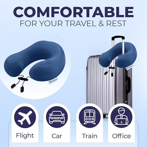 Billebon Premium Neck Pillow for Travelling Airplane Travel Pillow Comfortable Head Rest Neck Holder Pillow (Navy Blue) - Image 4