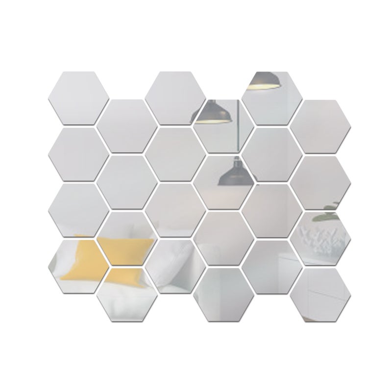 24PCS Hexagon Mirror Wall Stickers Removable Wall Decals Acrylic Decorative Mirror DIY Home Decorations for Bedroom Bathroom Living Room - Image 2
