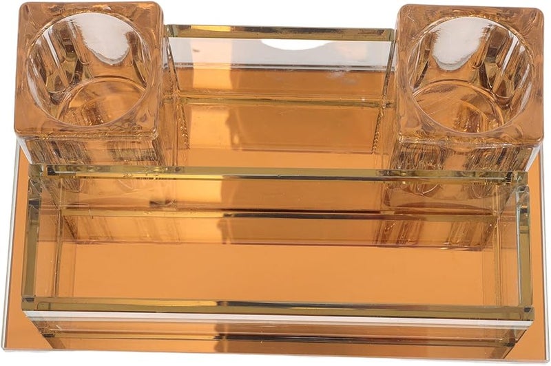 Crystal Microphone Desk Stand With Light Gold Acrylic Base 240x140x95mm For Karaoke Desktop Use - Image 1
