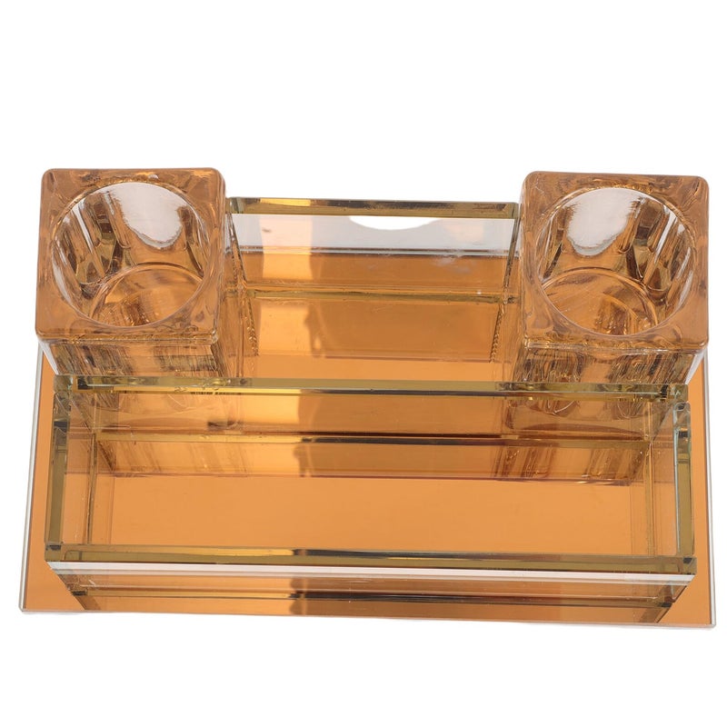Crystal Microphone Desk Stand With Light Gold Acrylic Base 240x140x95mm For Karaoke Desktop Use - Image 2