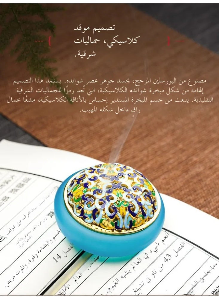 Liuli Glass Enamel Incense Burner, Traditional Cloisonne Style Censer for Bakhoor/Oud, Home & Festival Decor Gift - Image 2