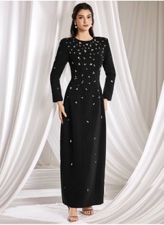 Madam Uniq Elegant Long Sleeve Dress with Beaded and Rhinestone Embellishments  - Image 5