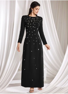 Madam Uniq Elegant Long Sleeve Dress with Beaded and Rhinestone Embellishments  - Image 4