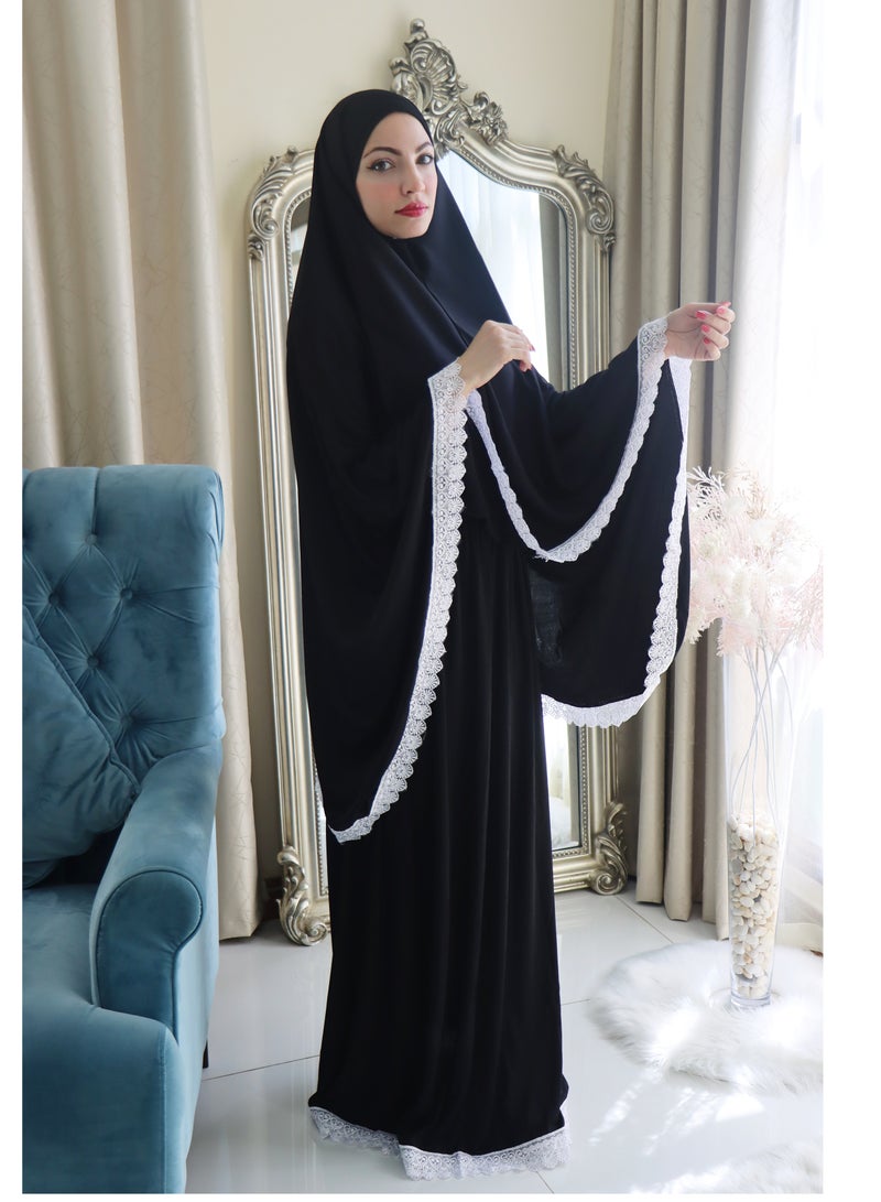 Reko Prayer Dress Women Elegant and Modest Prayer Dress Two piece Muslim praying outfit hijab - Image 2
