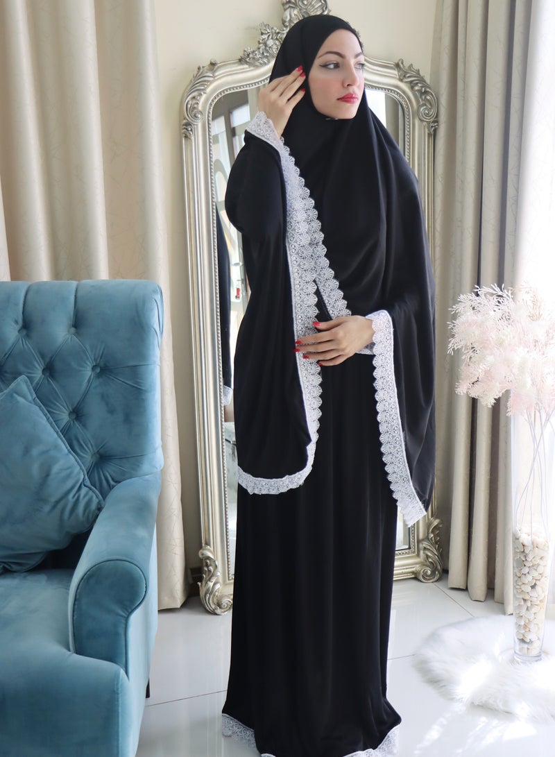 Reko Prayer Dress Women Elegant and Modest Prayer Dress Two piece Muslim praying outfit hijab - Image 3