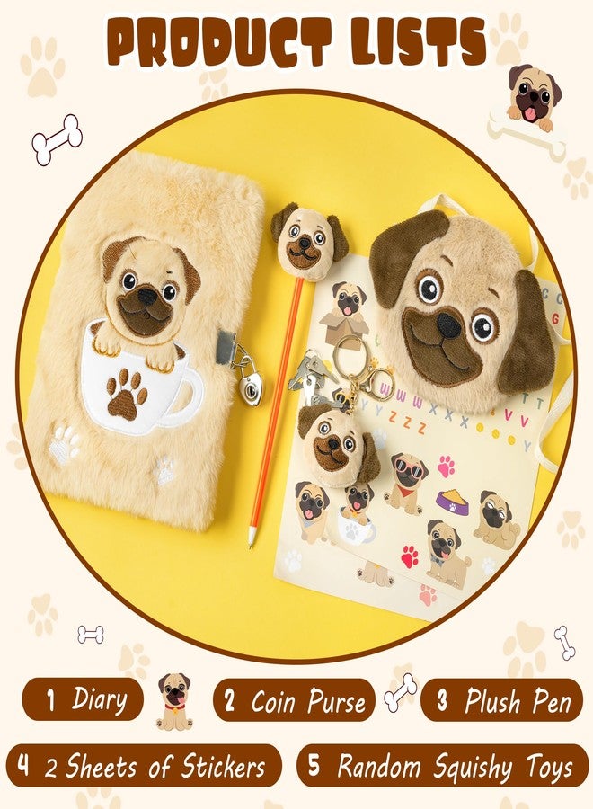 CY2SIDE 6PCS Bago Dog Diary with Lock and Keys for Girls Bago Dog Plush Secret Journal Diary Journaling Set for Writing Make Your Own Scrapbook with Crafts Idea Birthday Gifts for Teen Girls DIY Gifts - Image 3