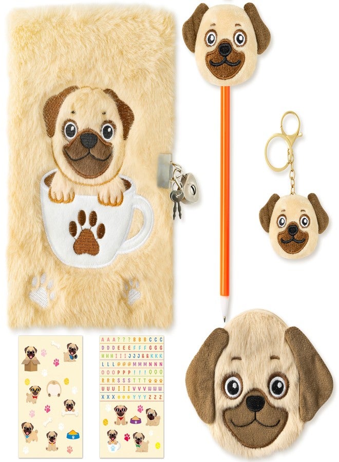 CY2SIDE 6PCS Bago Dog Diary with Lock and Keys for Girls Bago Dog Plush Secret Journal Diary Journaling Set for Writing Make Your Own Scrapbook with Crafts Idea Birthday Gifts for Teen Girls DIY Gifts - Image 1