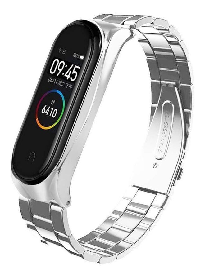 NIBEMINENT Xiaomi Mi Band 4-3 Screwless Stainless Steel Wrist Bracelet Silver