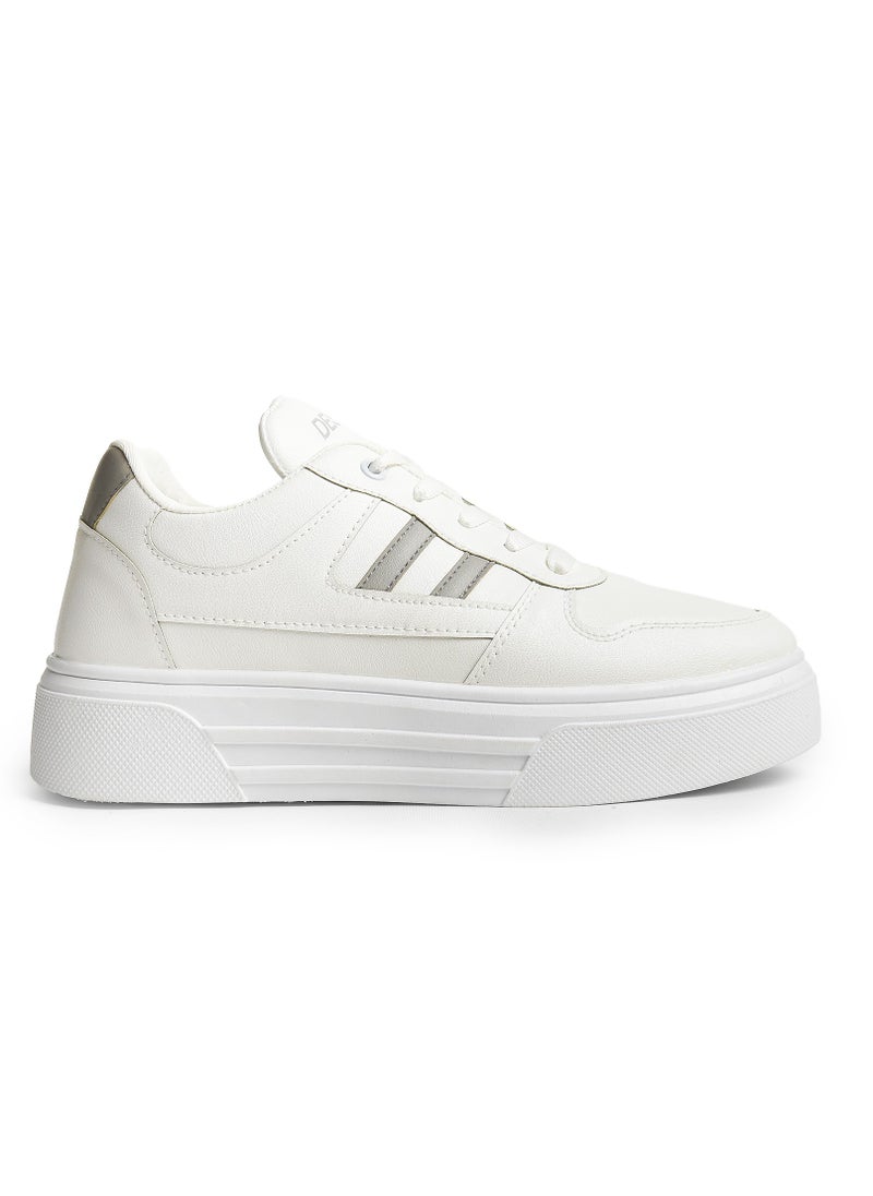 Desert - Chic And Comfy , Women's Side Colored Flat Sneakers - Image 1