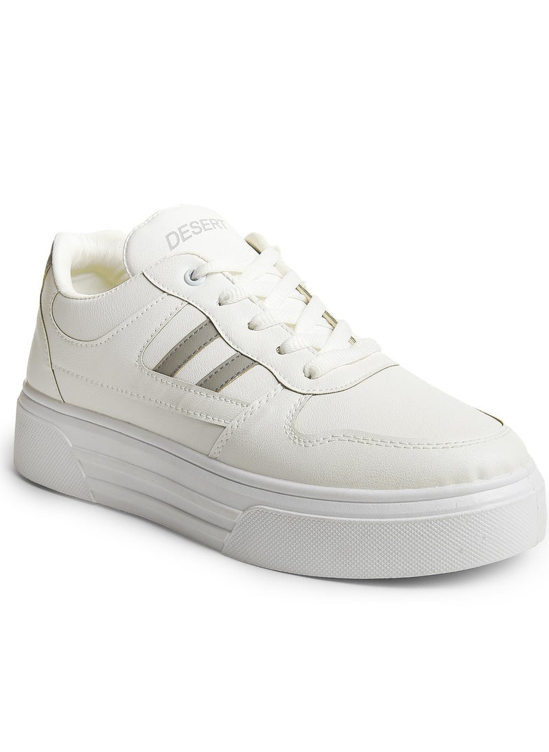 Desert - Chic And Comfy , Women's Side Colored Flat Sneakers - Image 1