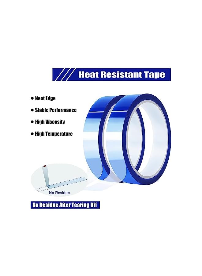 promass 2 Rolls 20mm x33m(108ft) Blue Heat Tape High Temperature Heat Resistant Tape Heat Transfer Tape for Heat Sublimation Press Vinyl,No Residue - Image 4