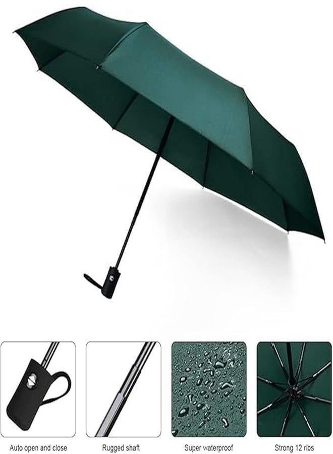 Bittern UV protection Green Umbrella Automatic open close for rain and sun protection 3 fold umbrella for men women kids boys girls big size large three fold stylish folding under windproof travel - Image 5