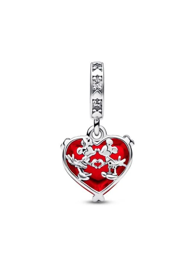 باندورا Disney Mickey & Minnie Mouse Kiss Red Murano Glass Dangle Charm