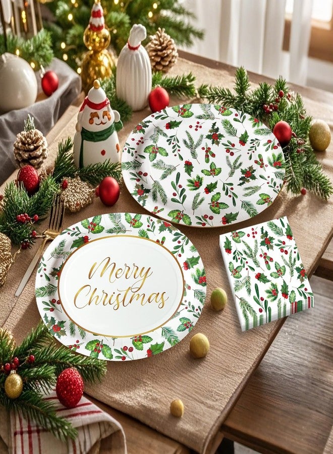 olentit 100Pcs Christmas Oval Paper Plates and Napkins Set -10" x 12" Large Disposable Party Plates for Christmas Party Dinner Tableware Decoration Supplies - Image 4