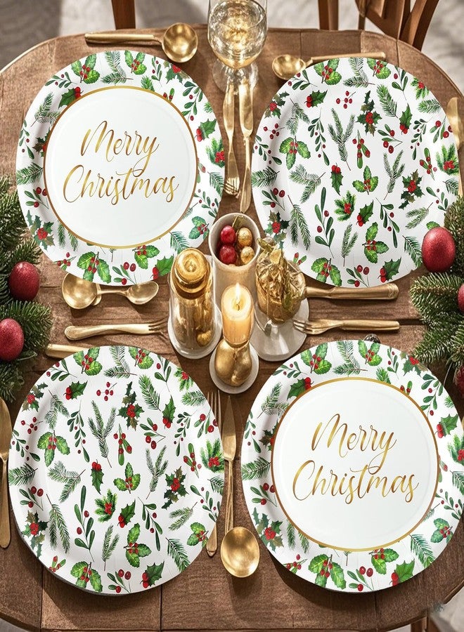 olentit 100Pcs Christmas Oval Paper Plates and Napkins Set -10" x 12" Large Disposable Party Plates for Christmas Party Dinner Tableware Decoration Supplies - Image 5