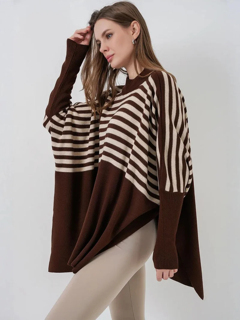 Big Dart Coffee Brown BDART Oversized Acrylic Crew Neck Jumper for Women | Best Price UAE