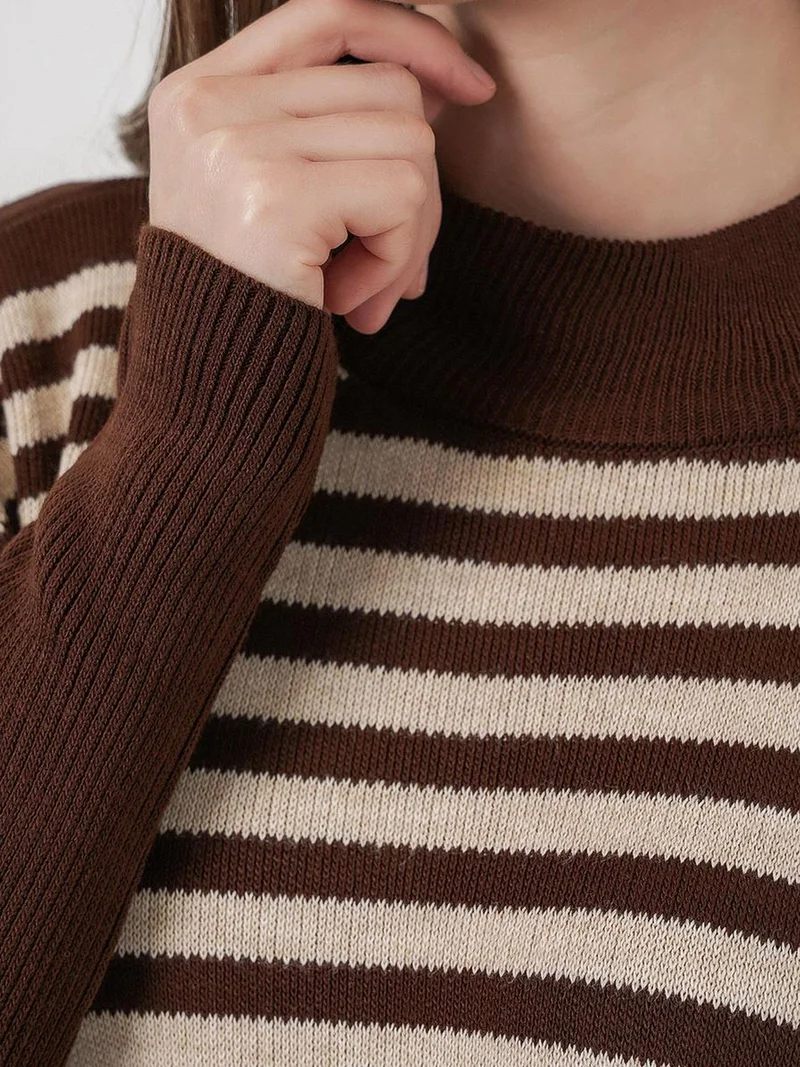 Big Dart Coffee Brown BDART Oversized Acrylic Crew Neck Jumper for Women | Best Price UAE