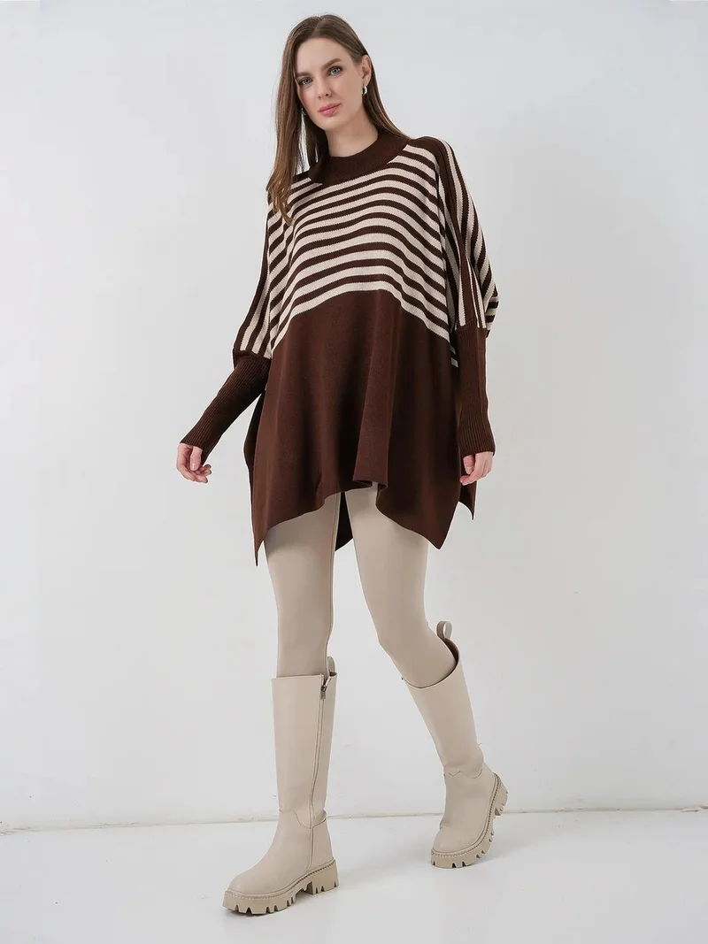 Big Dart Coffee Brown BDART Oversized Acrylic Crew Neck Jumper for Women | Best Price UAE