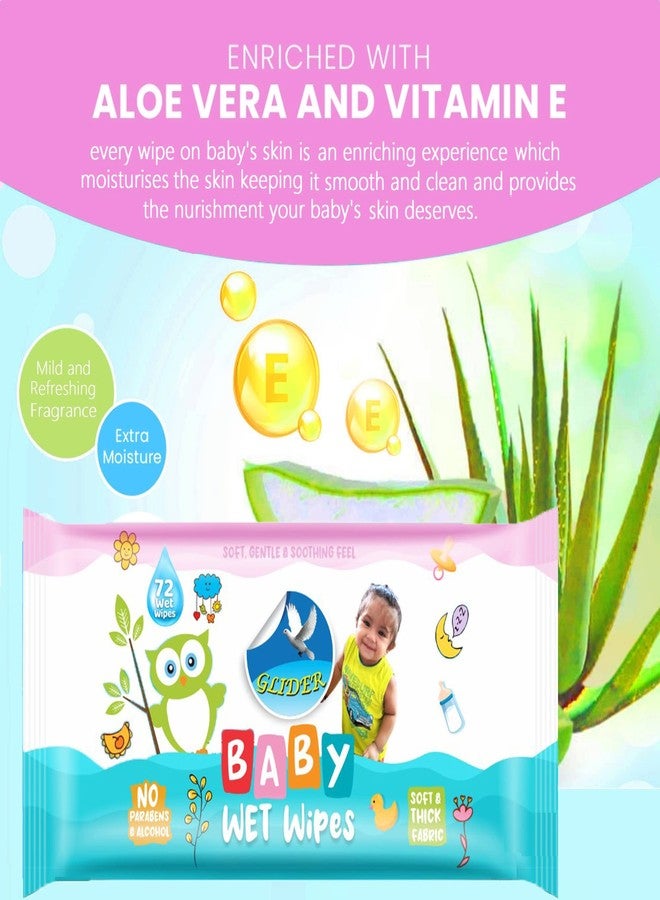Glider Baby Wipes | Soft & Gentle Cleansing Wipes | Enriched with Aloe Vera & Vitamin E | Pack of 10 | 720 Wipes - Image 3