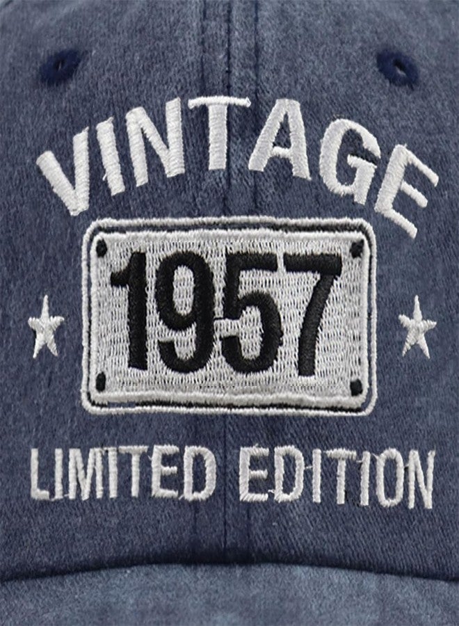 Wanpcaiy Vintage 1957 Limited Edition Hats for Men Women, 68th Birthday Decorations, 68 Year Old Baseball Cap Retirement Gifts for Dad Mom Retirees Navy - Image 2