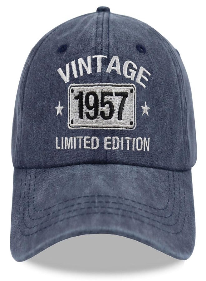 Wanpcaiy Vintage 1957 Limited Edition Hats for Men Women, 68th Birthday Decorations, 68 Year Old Baseball Cap Retirement Gifts for Dad Mom Retirees Navy - Image 1