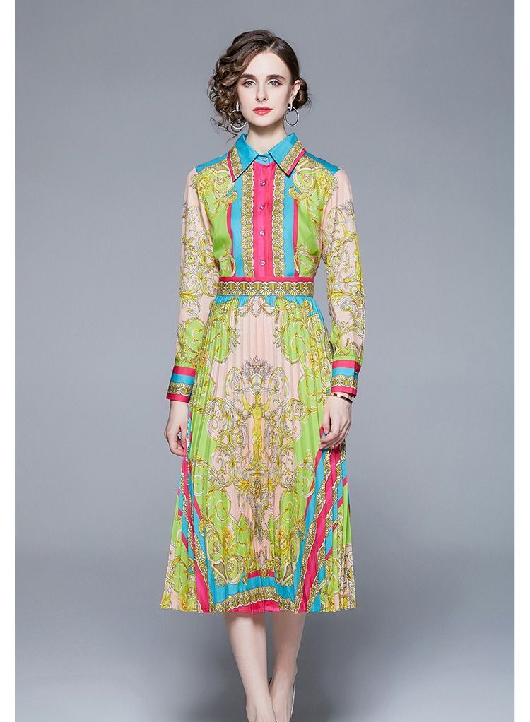 Long sleeve shirt, pleated skirt, two-piece suit  - Image 1