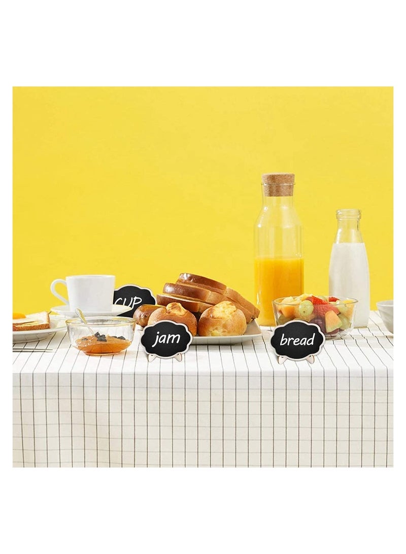 Zikra Mini Chalkboards Signs with Easel Stand, 12 Pack Blackboard Place Cards Message Board Sign Chalkboard Labels Wooden for Wedding Party Decor Food Signs Price Tags - Image 4