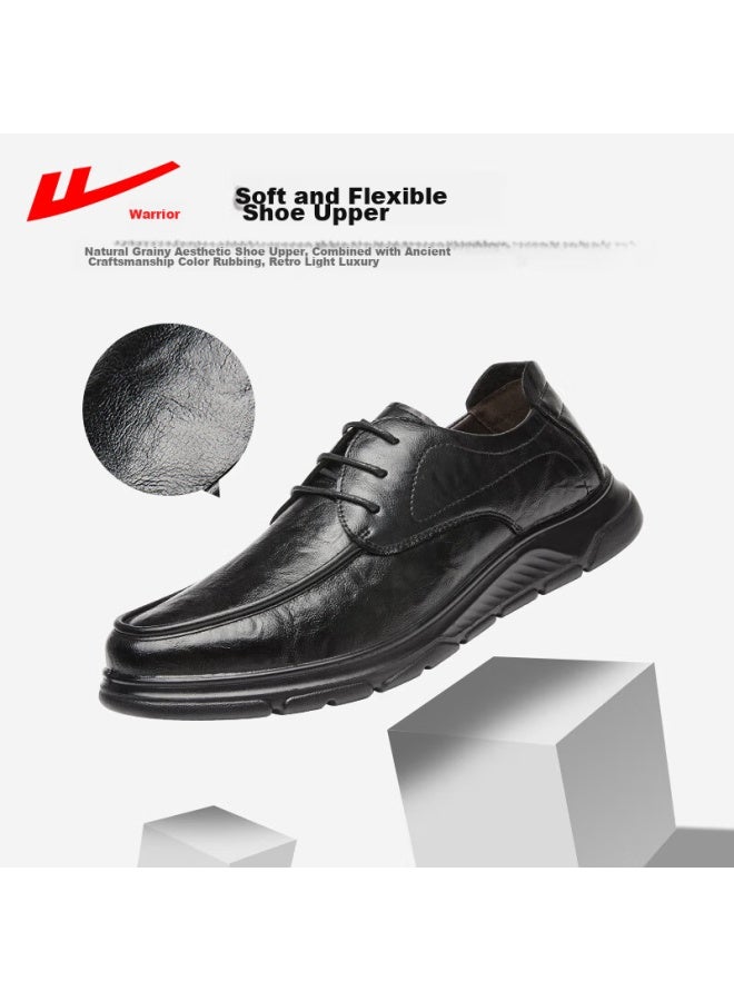 Pull Back Huili Leather Shoes For Men, Spring And Summer Business Casual Formal Shoes, Comfortable Non-slip Soft-soled Work Shoes For Men, 1892 Black, Size 41 - Image 2