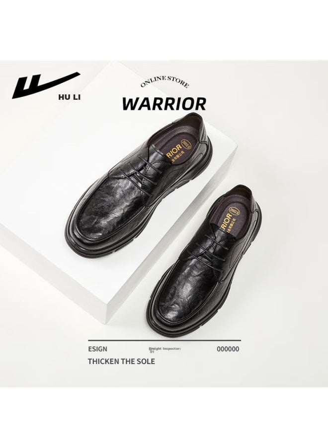 Pull Back Huili Leather Shoes For Men, Spring And Summer Business Casual Formal Shoes, Comfortable Non-slip Soft-soled Work Shoes For Men, 1892 Black, Size 41 - Image 1