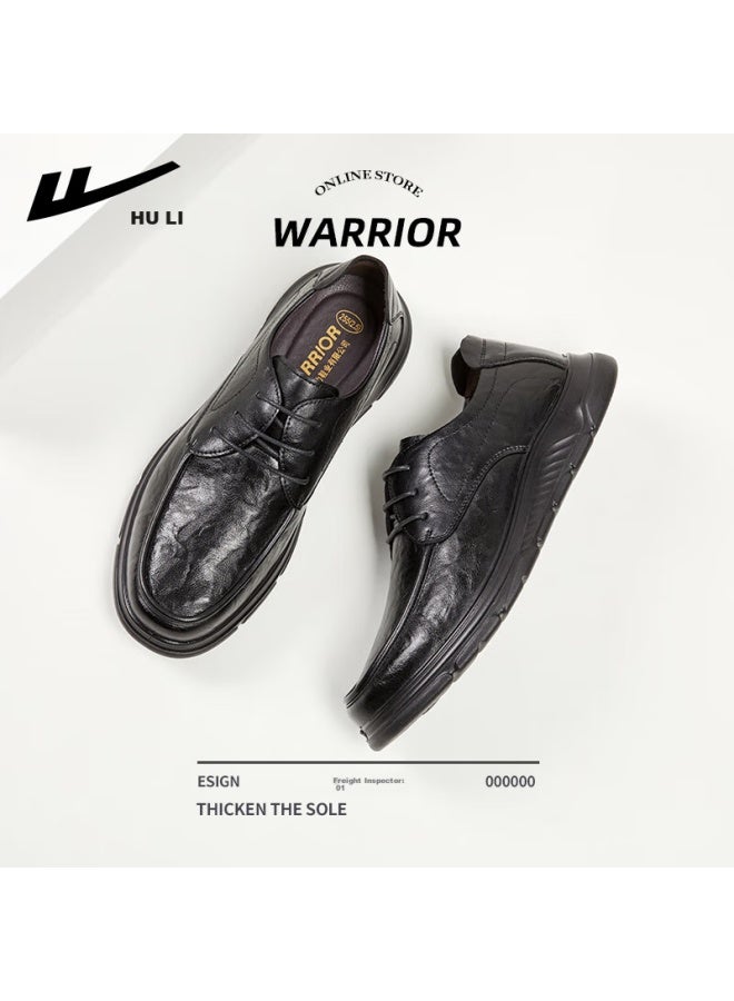 Pull Back Huili Leather Shoes For Men, Spring And Summer Business Casual Formal Shoes, Comfortable Non-slip Soft-soled Work Shoes For Men, 1892 Black, Size 41 - Image 4
