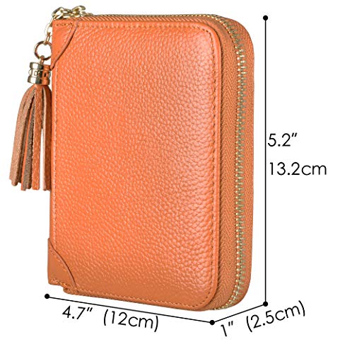 Easyoulife Womens Credit Card Holder Wallet Zip Leather Card Case RFID Blocking (Brown) - Image 5