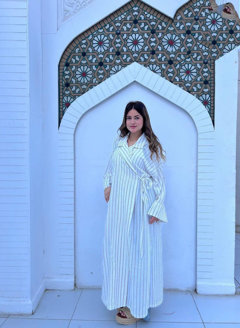 بيوريتوبيا كارديجان أبيض مخطط باللون الكافيه  - Image 1