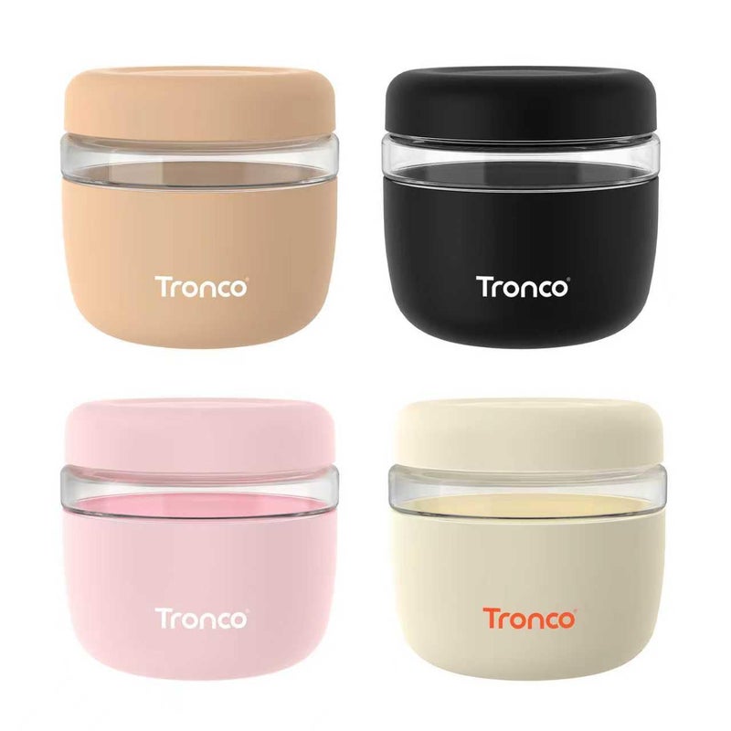 Tronco 24 oz Glass Lunch Bowl Container with Lid, Reusable Glass Food Container for Salad, Snack,Yogurt, Soup Food Storage, Meal Prep, Airtight, Leak & Spill Proof, Dishwasher Safe, BPA-Free, Set of 4 - Image 1