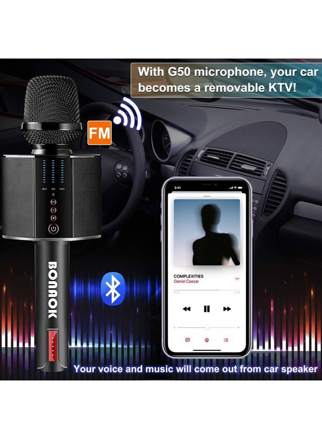BONAOK Karaoke Microphone, Portable Wireless Bluetooth Karaoke Mic for Adults&Kids Car Home Outdoor Party, Karaoke Machine for PC/All Smartphone G50 Black 2025 - Image 3