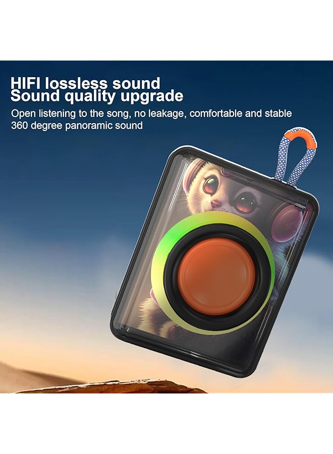 إيروريكس مكبر صوت بلوتوث محمول مع صوت ستيريو 5 وات عميق باس RGB مقاوم للماء للحفلات والتخييم والاستحمام والسفر يدعم بطاقة الذاكرة ومنفذ شحن من النوع C - Image 4