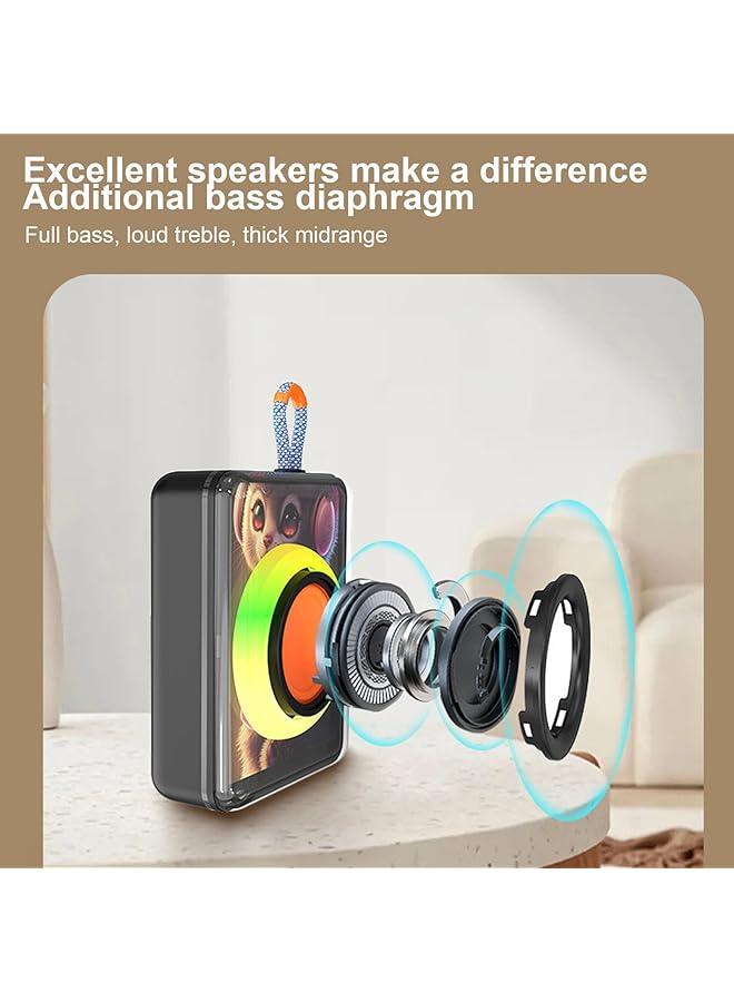 إيروريكس مكبر صوت بلوتوث محمول مع صوت ستيريو 5 وات عميق باس RGB مقاوم للماء للحفلات والتخييم والاستحمام والسفر يدعم بطاقة الذاكرة ومنفذ شحن من النوع C - Image 3