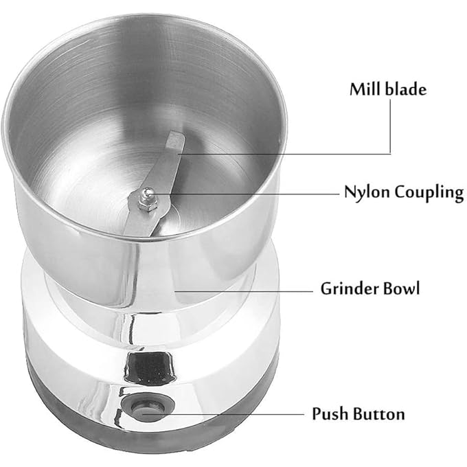 MISBAH Multipurpose Electric Coffee Bean Grinder Grinding Tool For Seeds Spice Herbs Nuts Transparent Lid With 50G Capacity - Image 2