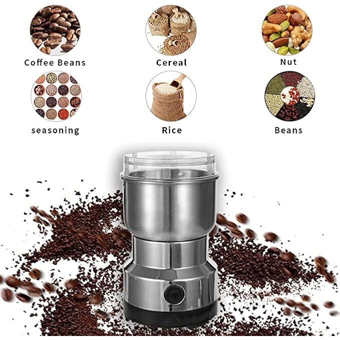 MISBAH Multipurpose Electric Coffee Bean Grinder Grinding Tool For Seeds Spice Herbs Nuts Transparent Lid With 50G Capacity - Image 5