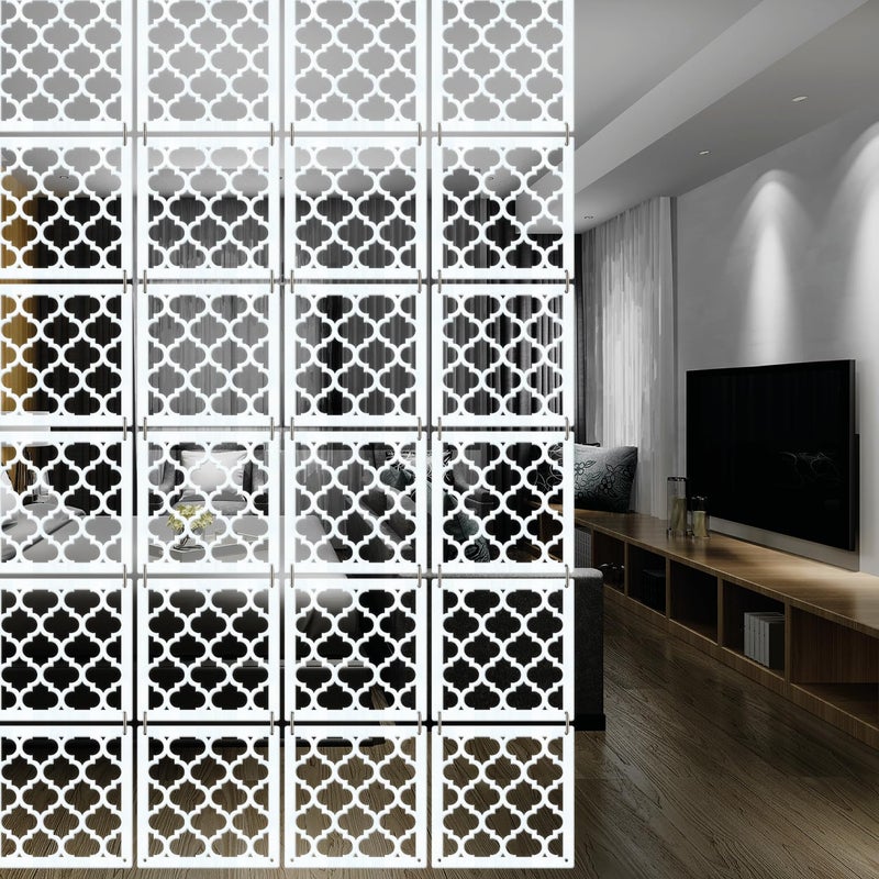 Olive Tree Olive Tree Wooden Room Divider for Living RoomElegant and Modern Hanging StyleScreen Partition for Decorate Bedroom Dining Room Aesthetic Separator for Home 12 Panels 115X115 White8041  - Image 1