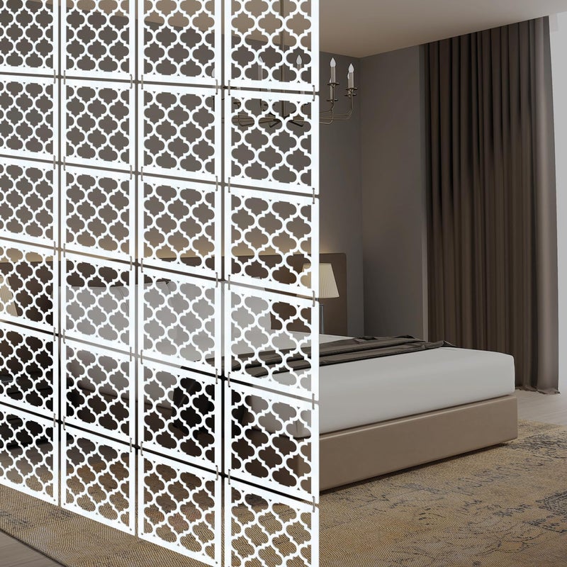 Olive Tree Olive Tree Wooden Room Divider for Living RoomElegant and Modern Hanging StyleScreen Partition for Decorate Bedroom Dining Room Aesthetic Separator for Home 12 Panels 115X115 White8041  - Image 2