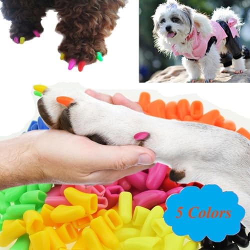 JOYJULY 100pcs Dog Nail Caps Dog Caps Dog Nail Covers for Pet Dog Paws with 5pcs Adhesive Glue+5pcs Applications and Instructions - Image 2