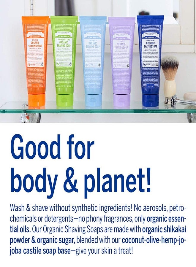 Dr. Bronner's - Organic Shaving Soap Variety Pack - Lavender, Tea Tree, & Lemongrass, Certified Organic, Sugar & Shikakai Powder, Moisturizes, Use on Face, Underarms, & Legs (7oz, 3-Pack) - Image 5